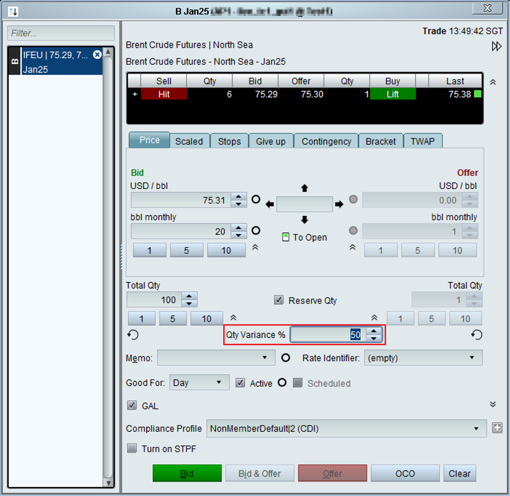 Default setting for Qty Variance % for Randomized Reserve (RR) order tickets