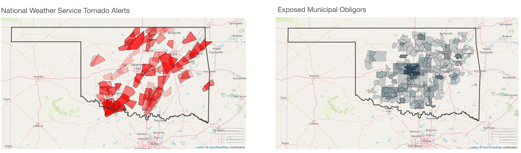 Figure 4 - Tornado Alerts and Exposed Municipal Obligors