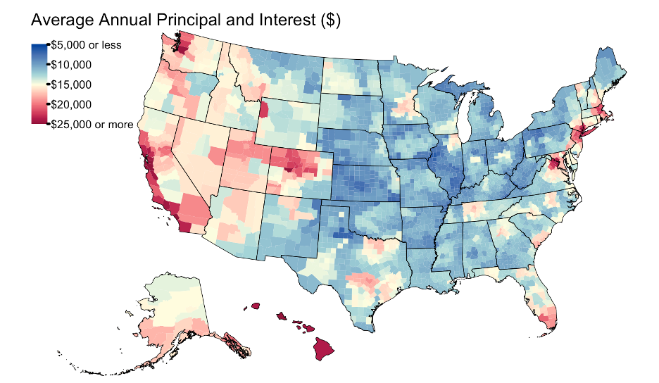 Average principal and interest payments by county