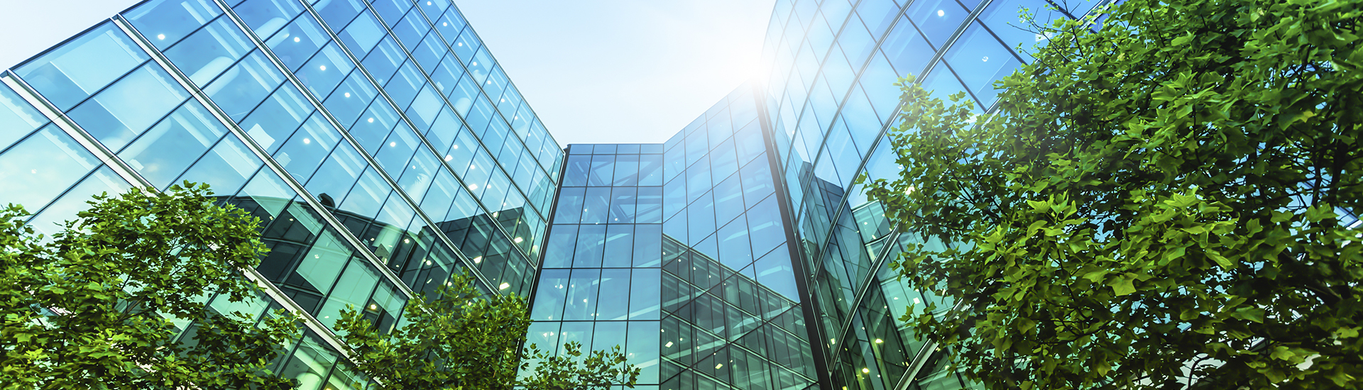 Front of glass office building