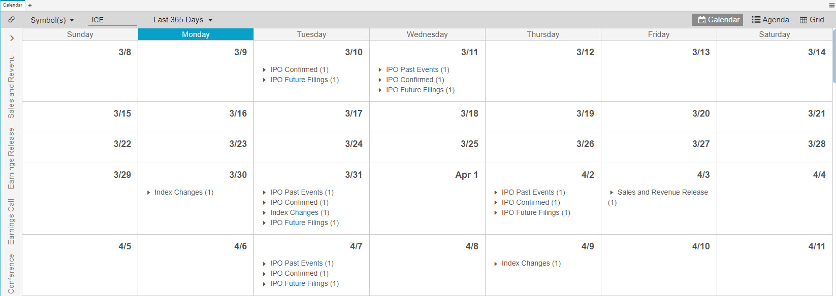 ICE Connect Calendar