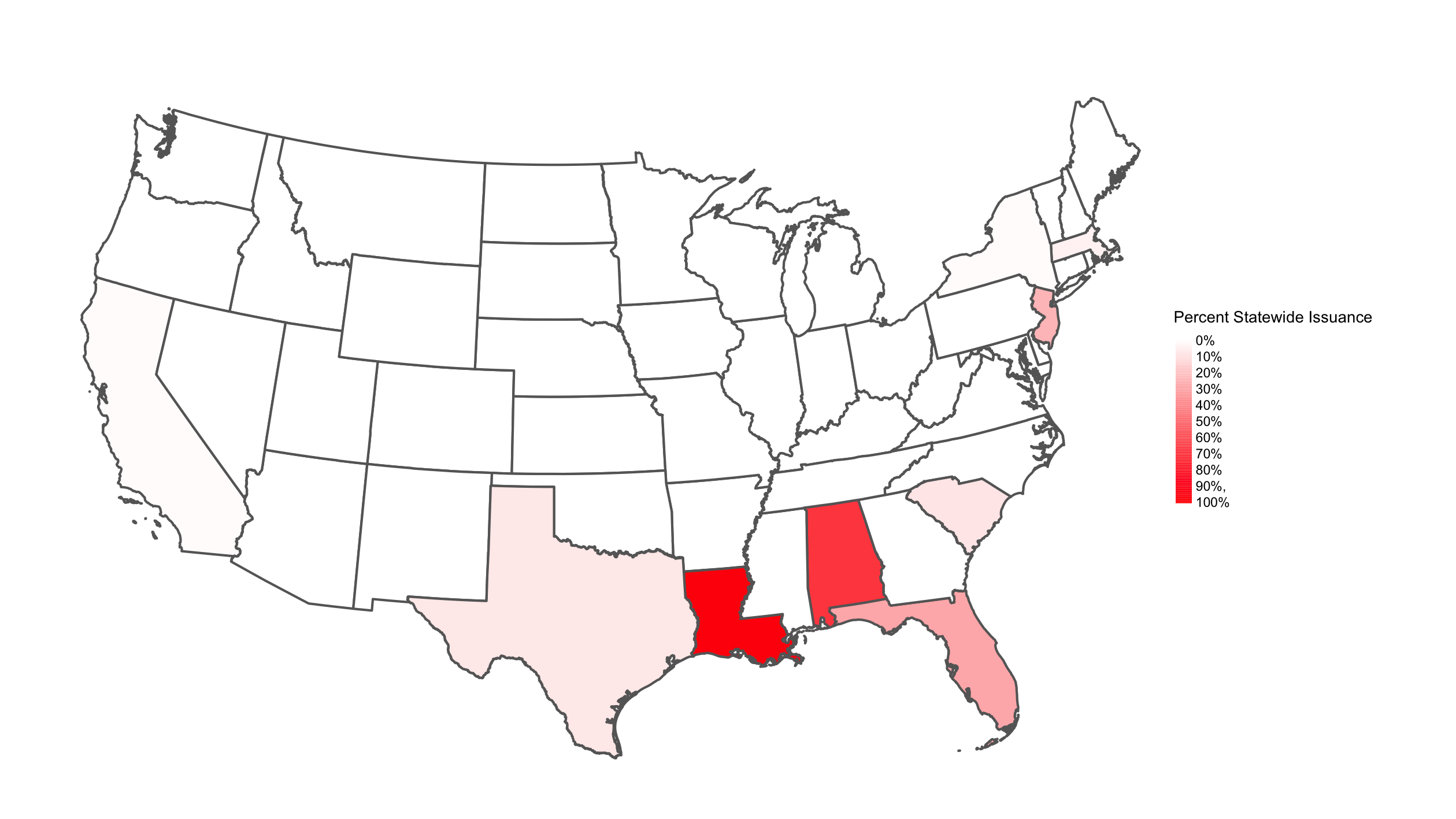 Percentages of High Physical Risk Issuance by State