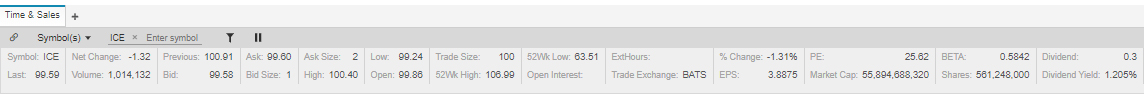 ICE Widget - Time and Sales
