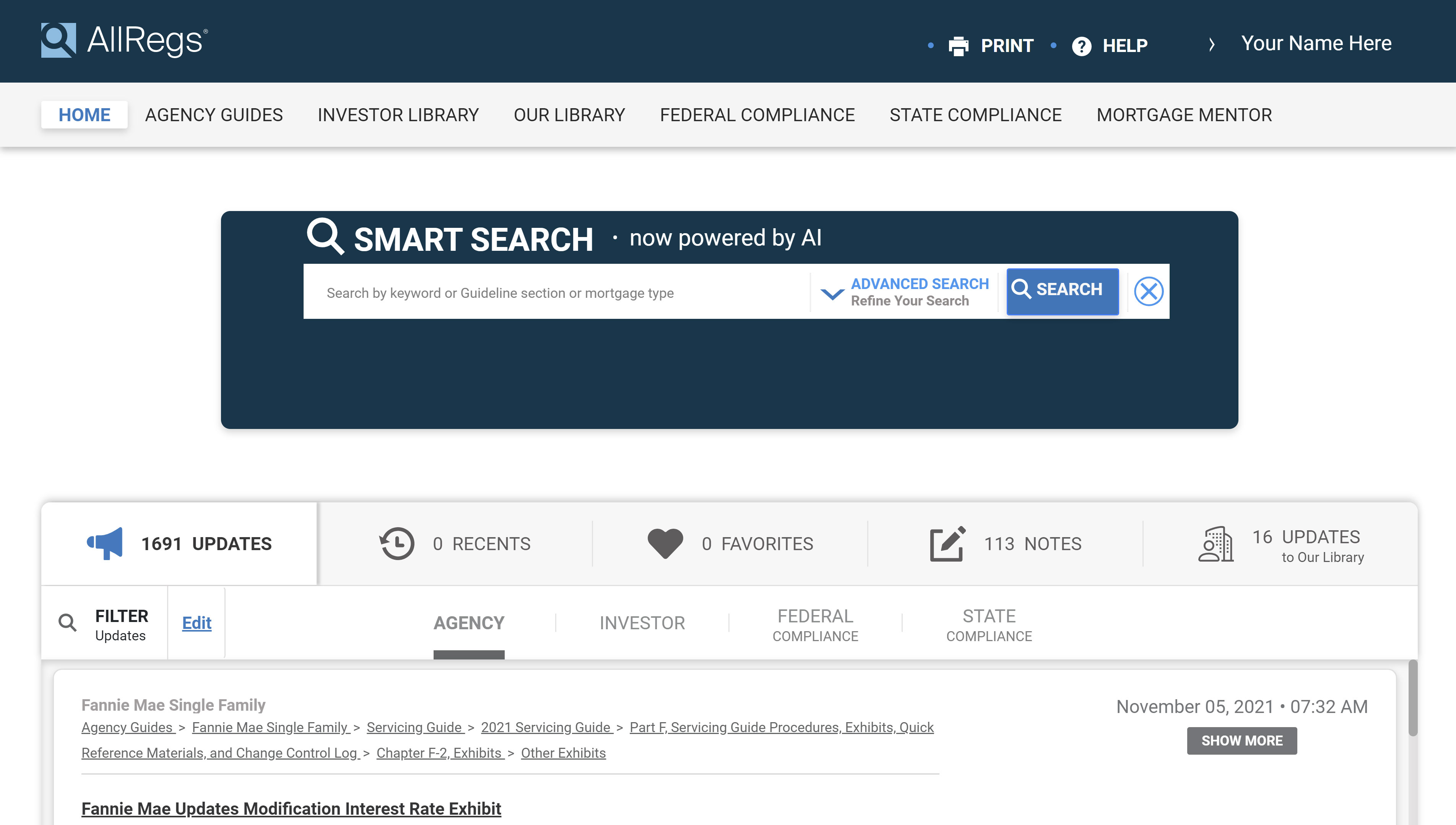 New AllRegs Homepage