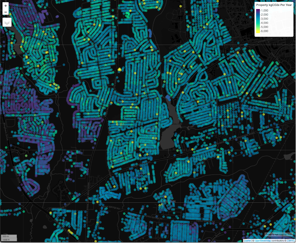 Property-level carbon emissions footprints in Cumberland County, NC