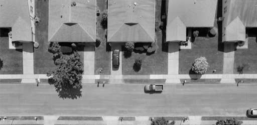 Houses in rows on street